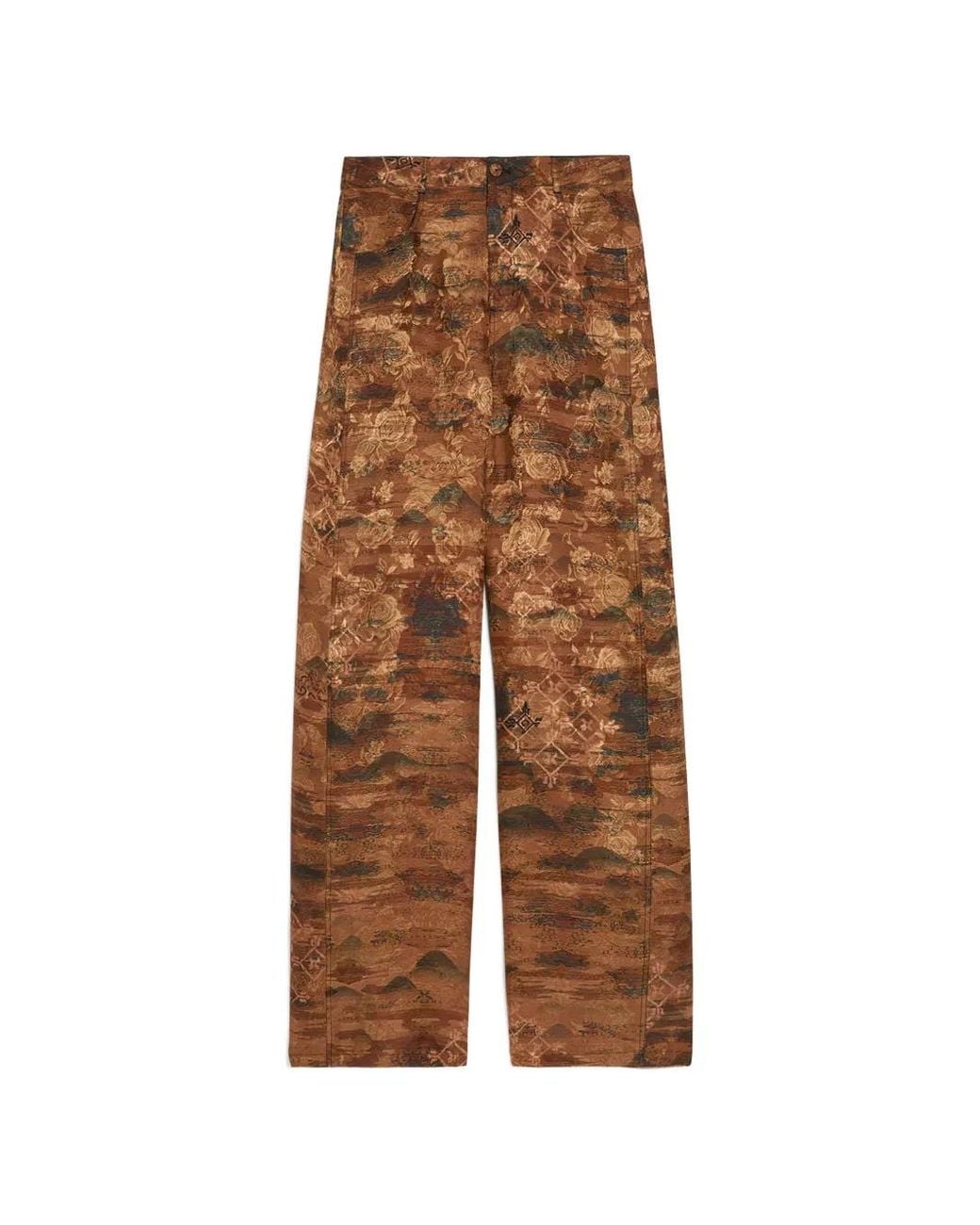 Momoní Brown Aguila Printed Jacquard Flared Trousers