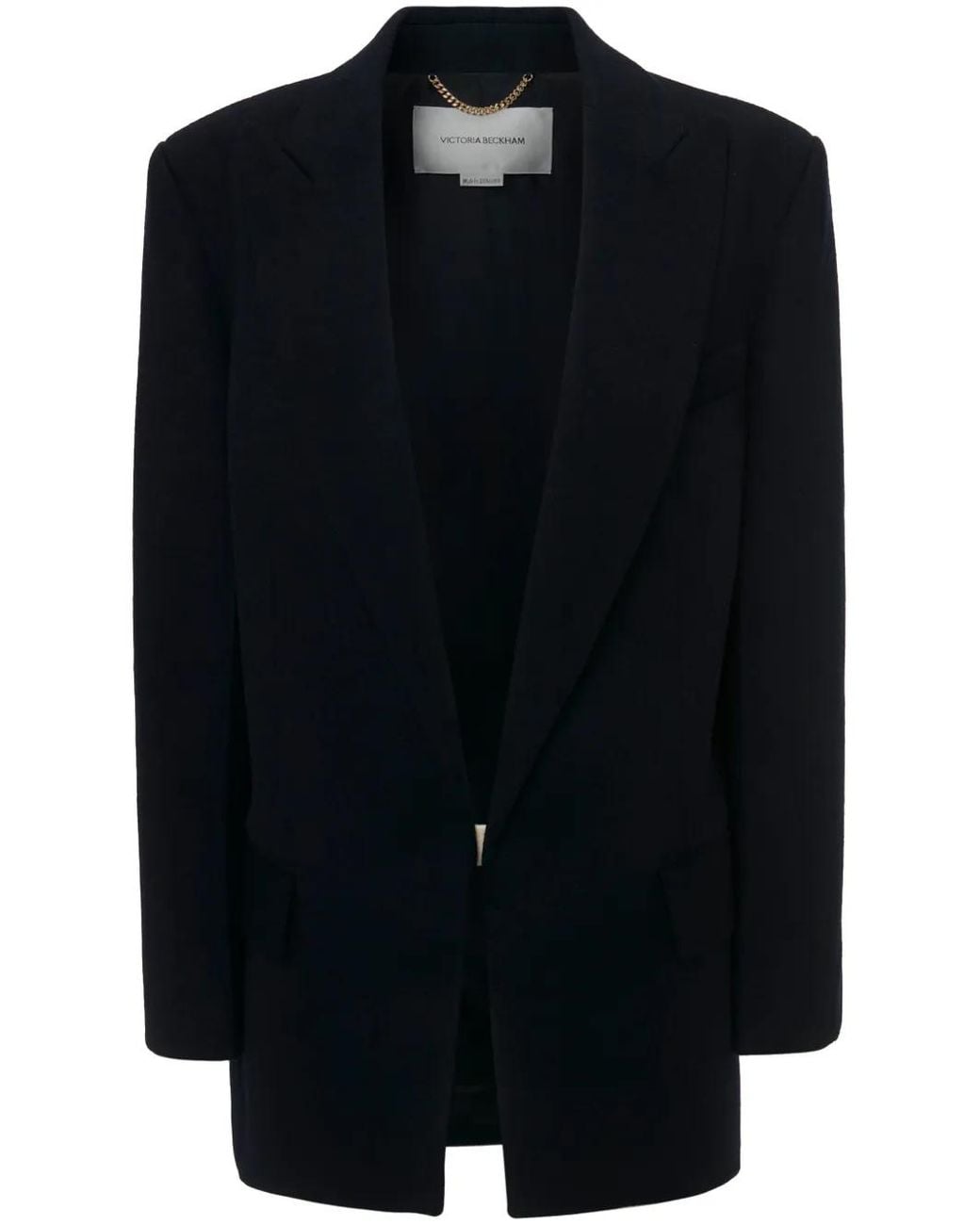 Victoria Beckham Black Peak-Lapel Wool-Cashmere Blazer