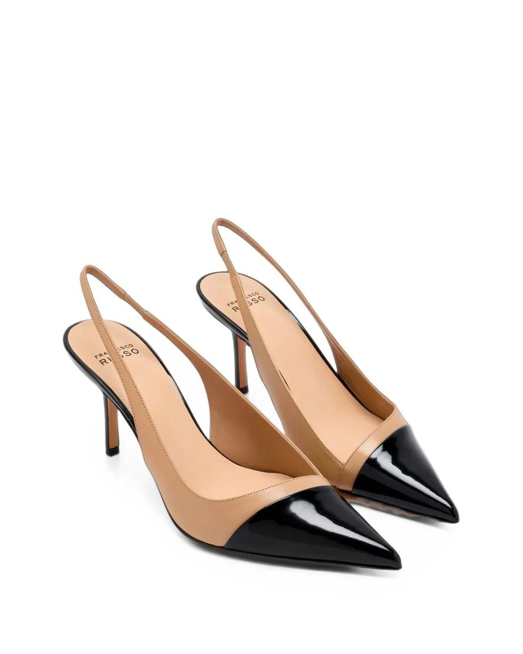 Francesco Russo Metallic Two-Tone Slingback Pumps