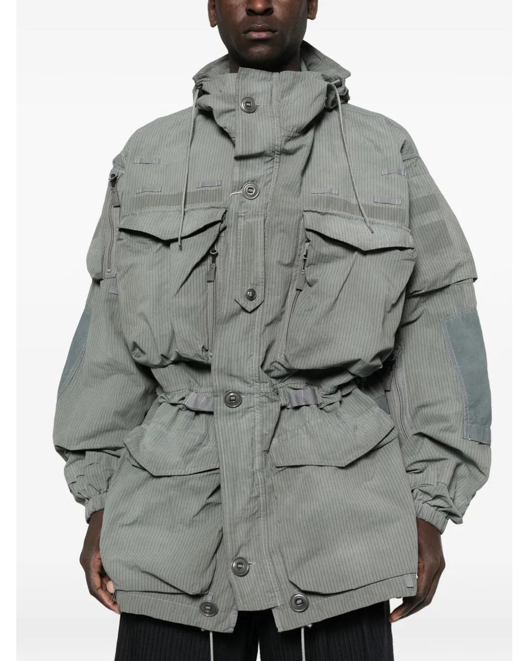 Maison Margiela Gray Hooded Multi-Pocket Coat for men
