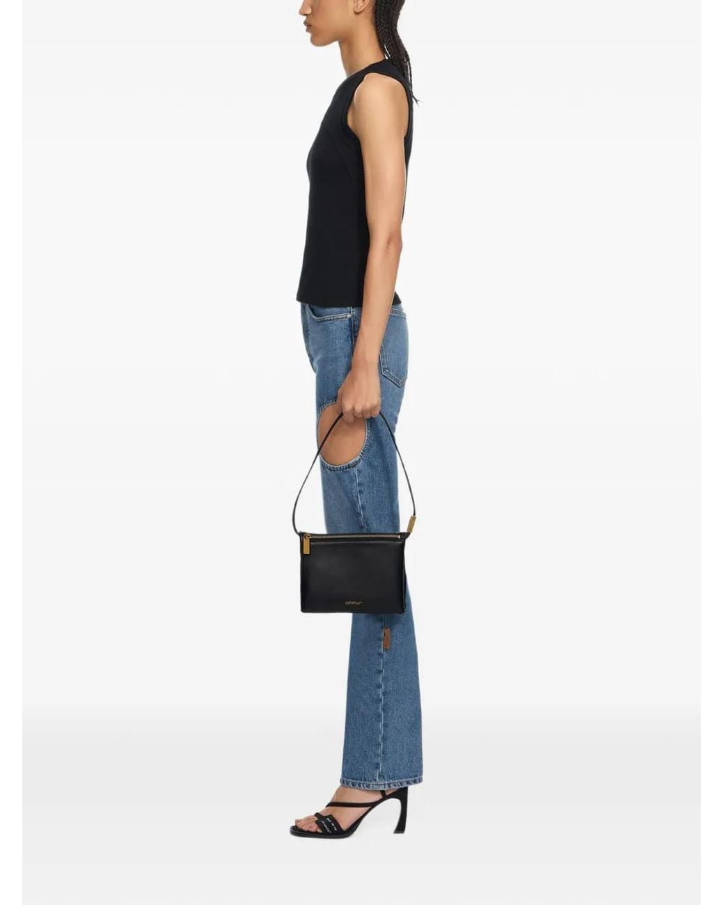 Off-White c/o Virgil Abloh White Sandbag_404 Leather Shoulder Bag