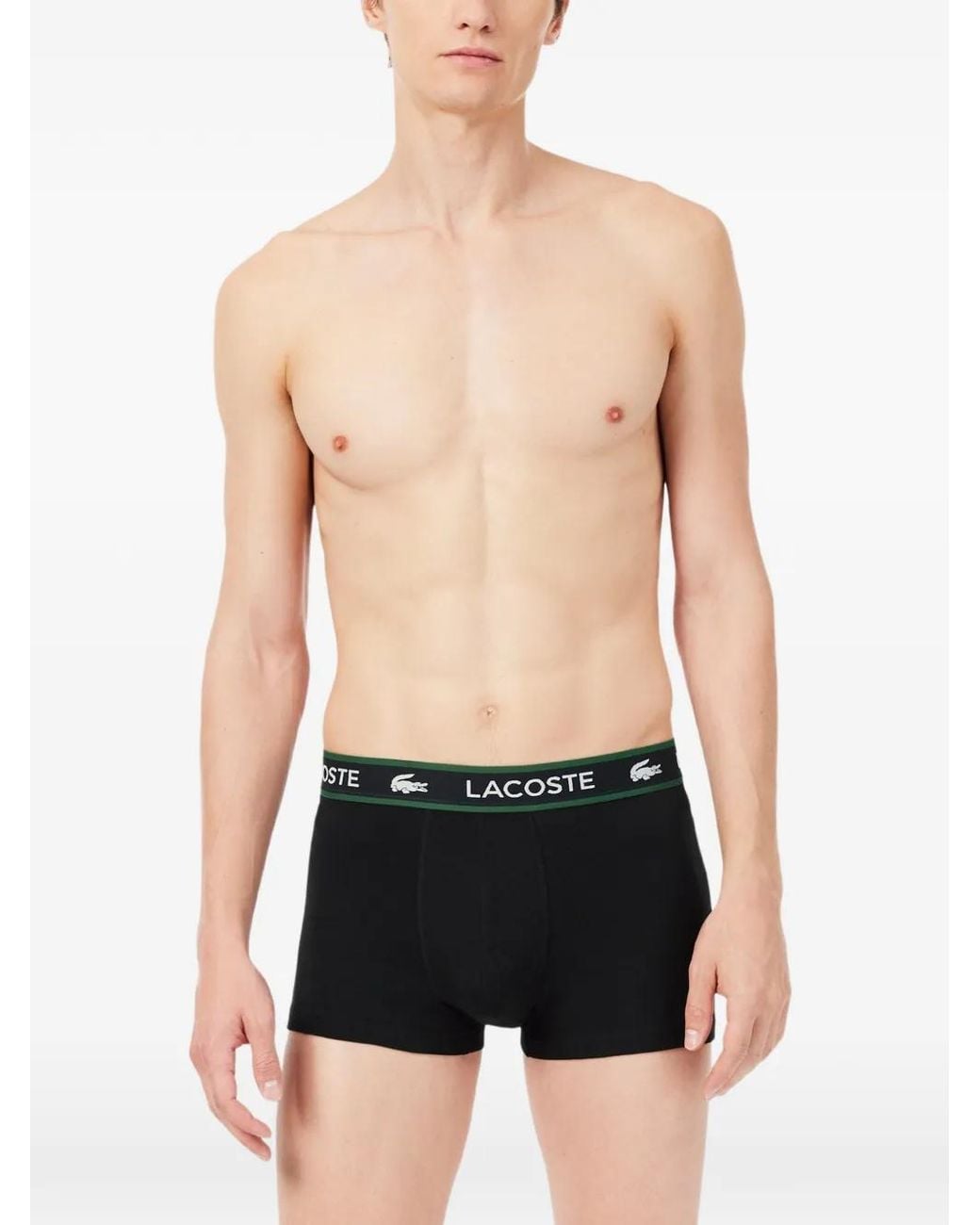 Lacoste Black 3-Pack Stretch Jersey Crocodile-Branded Trunks for men