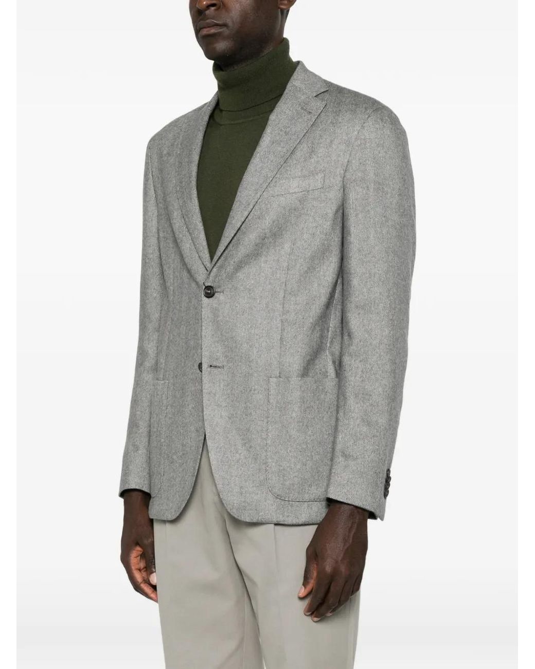 Corneliani Gray Whisper Herringbone Blazer for men