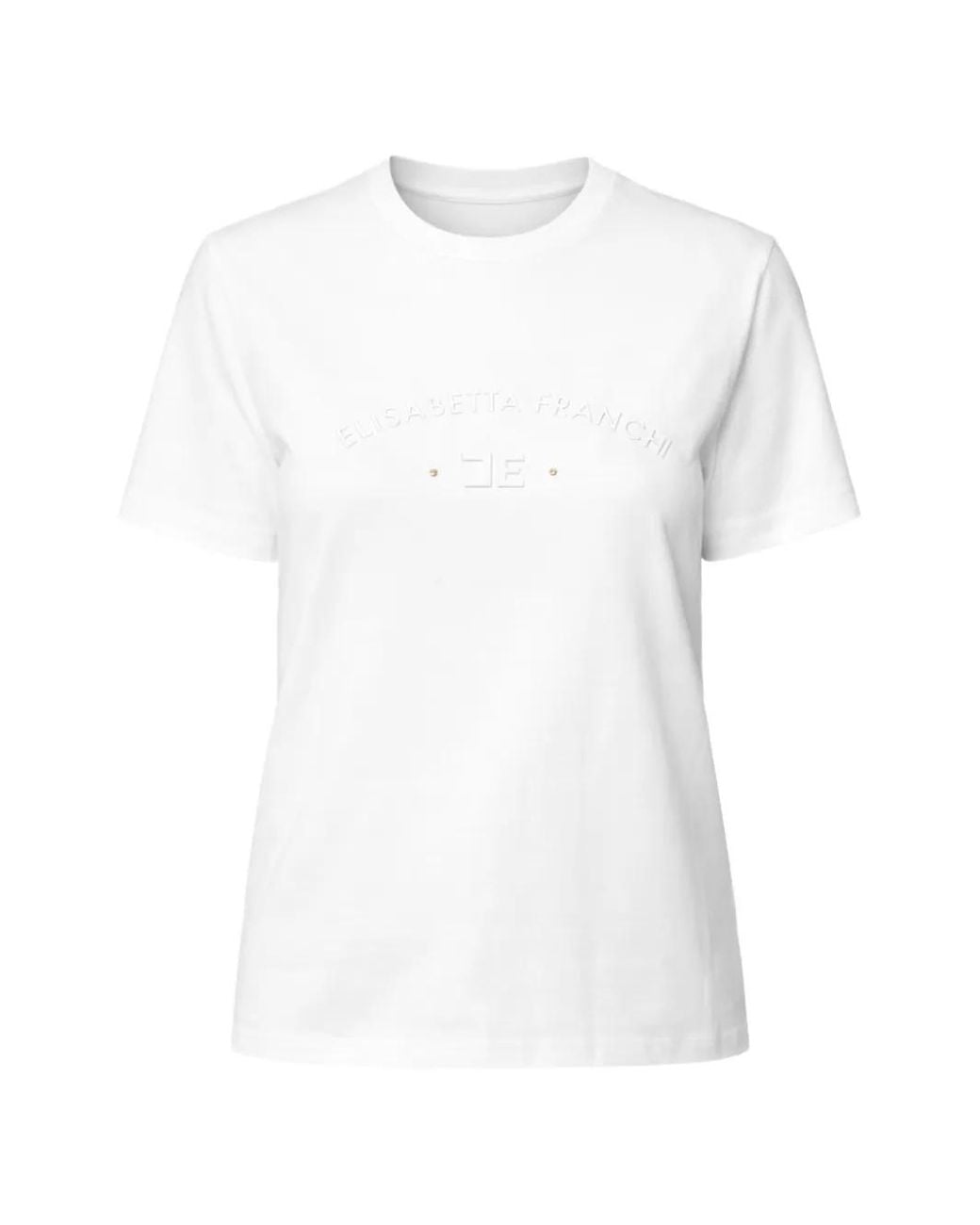 Elisabetta Franchi White Logo-Print Cotton Shirt