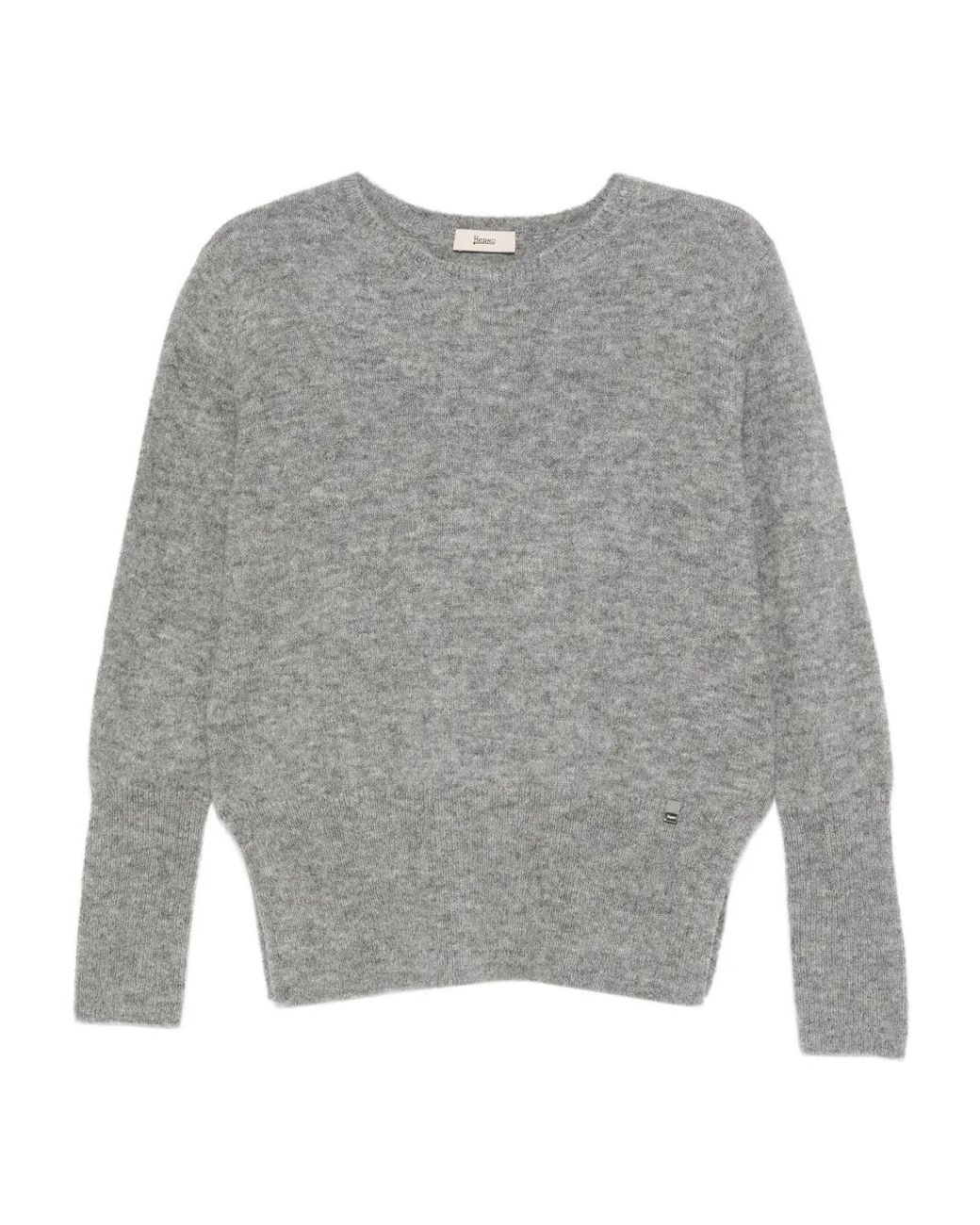 Herno Gray Round-Neck Long-Sleeve Sweater