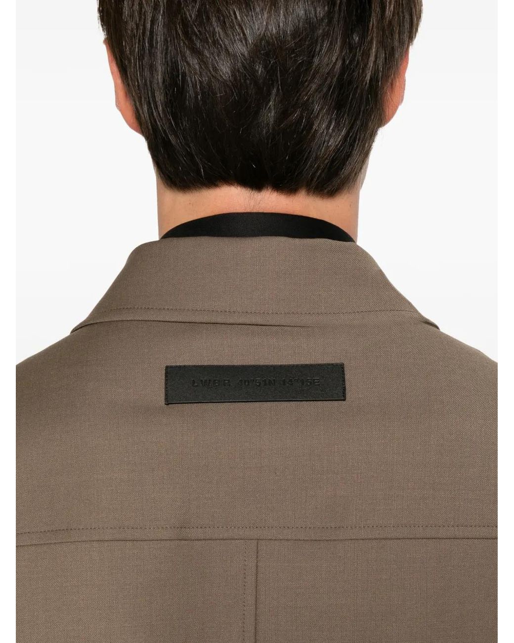 Low Brand Brown Pleated Button-Up Jacket for men