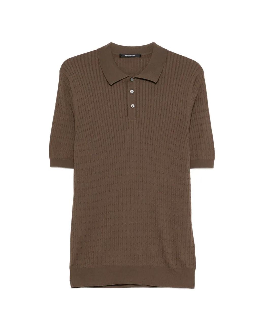 Tagliatore Brown Kart Textured Button Polo Shirt for men