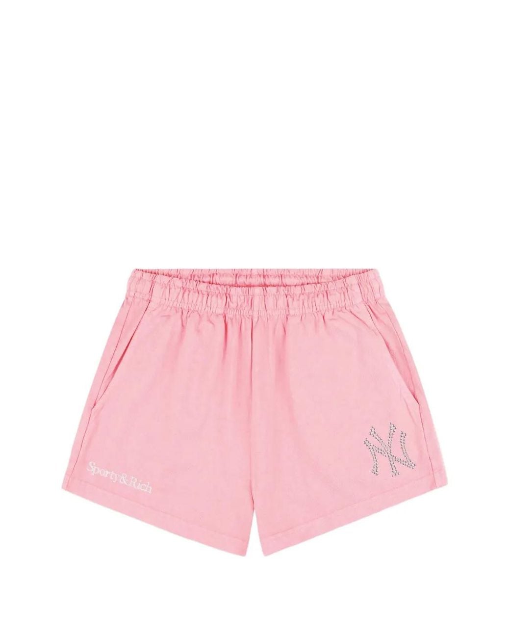 Sporty & Rich Pink Yankees Krystal Disco Shorts