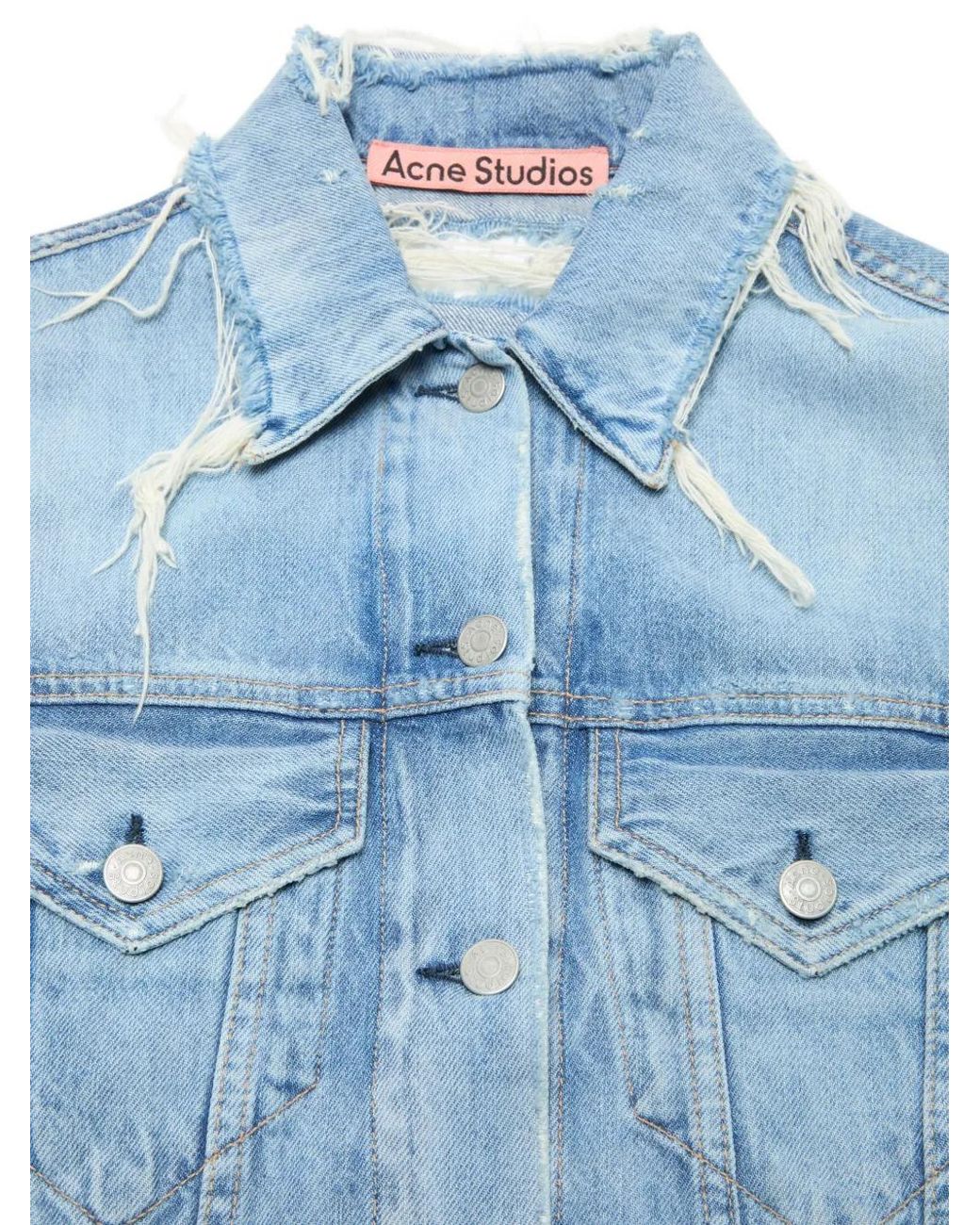Acne Blue Veste En Jean À Effet Usé