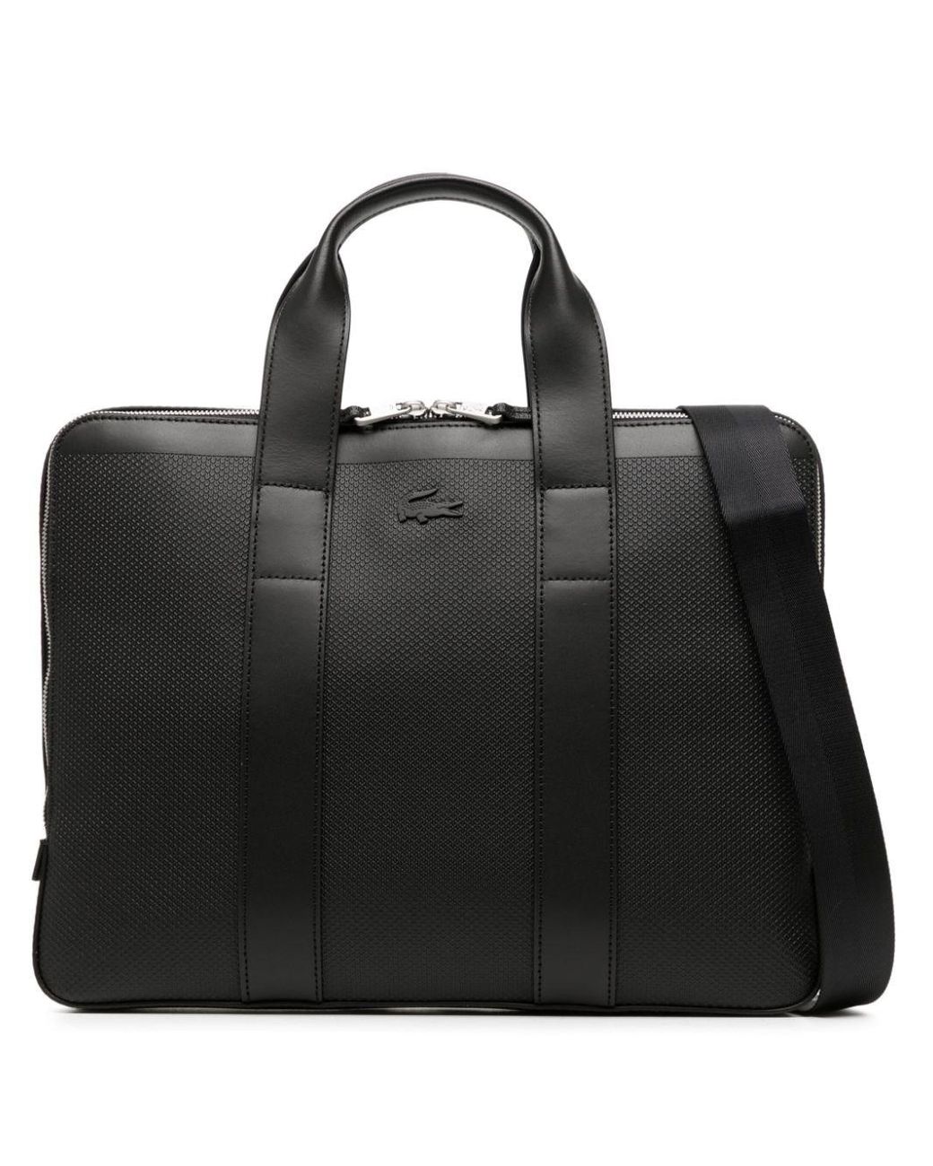 Lacoste Chantaco Logo embossed Leather Laptop Bag in Black for Men Lyst UK
