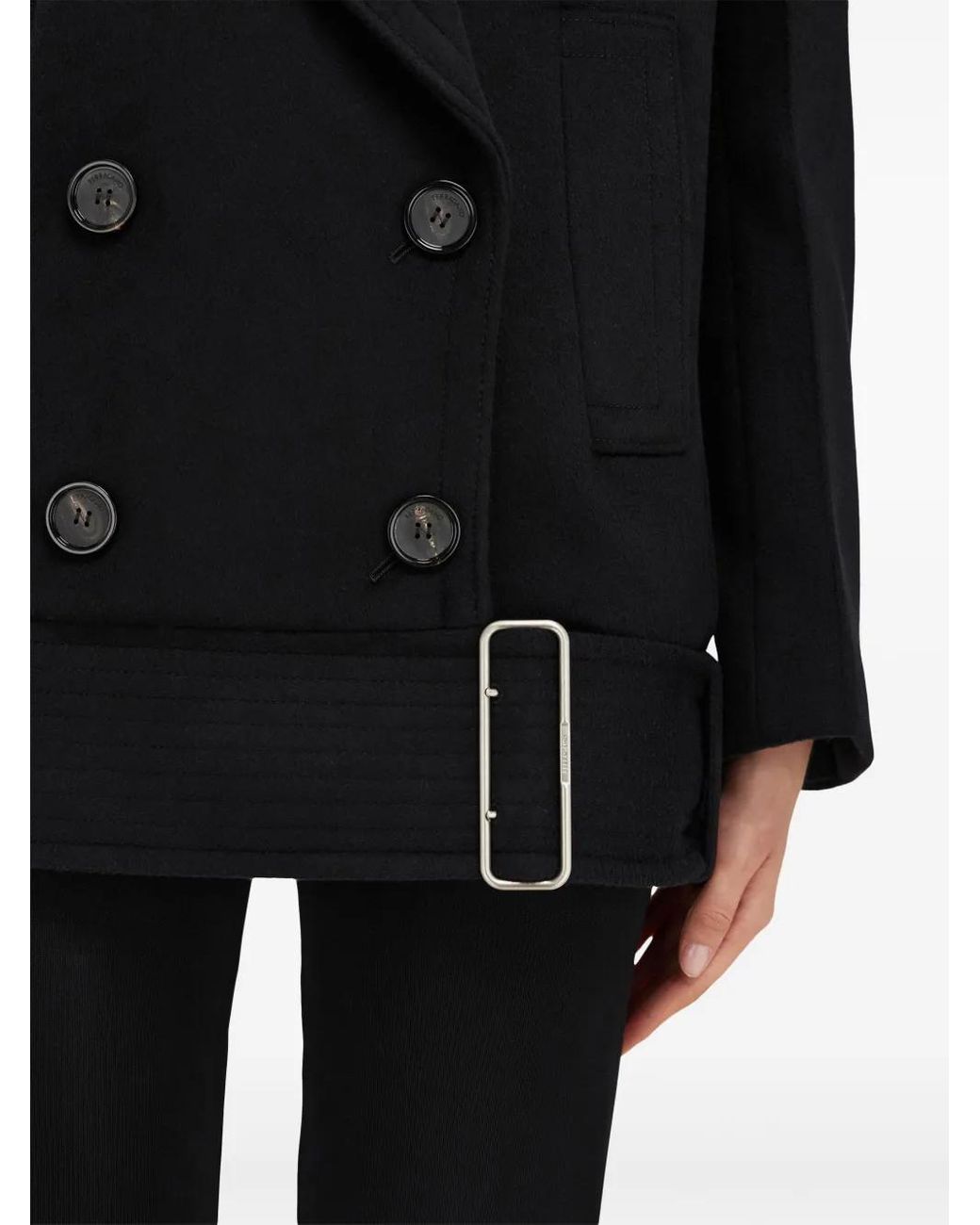 Ferragamo Black Brushed-Finish Peacoat