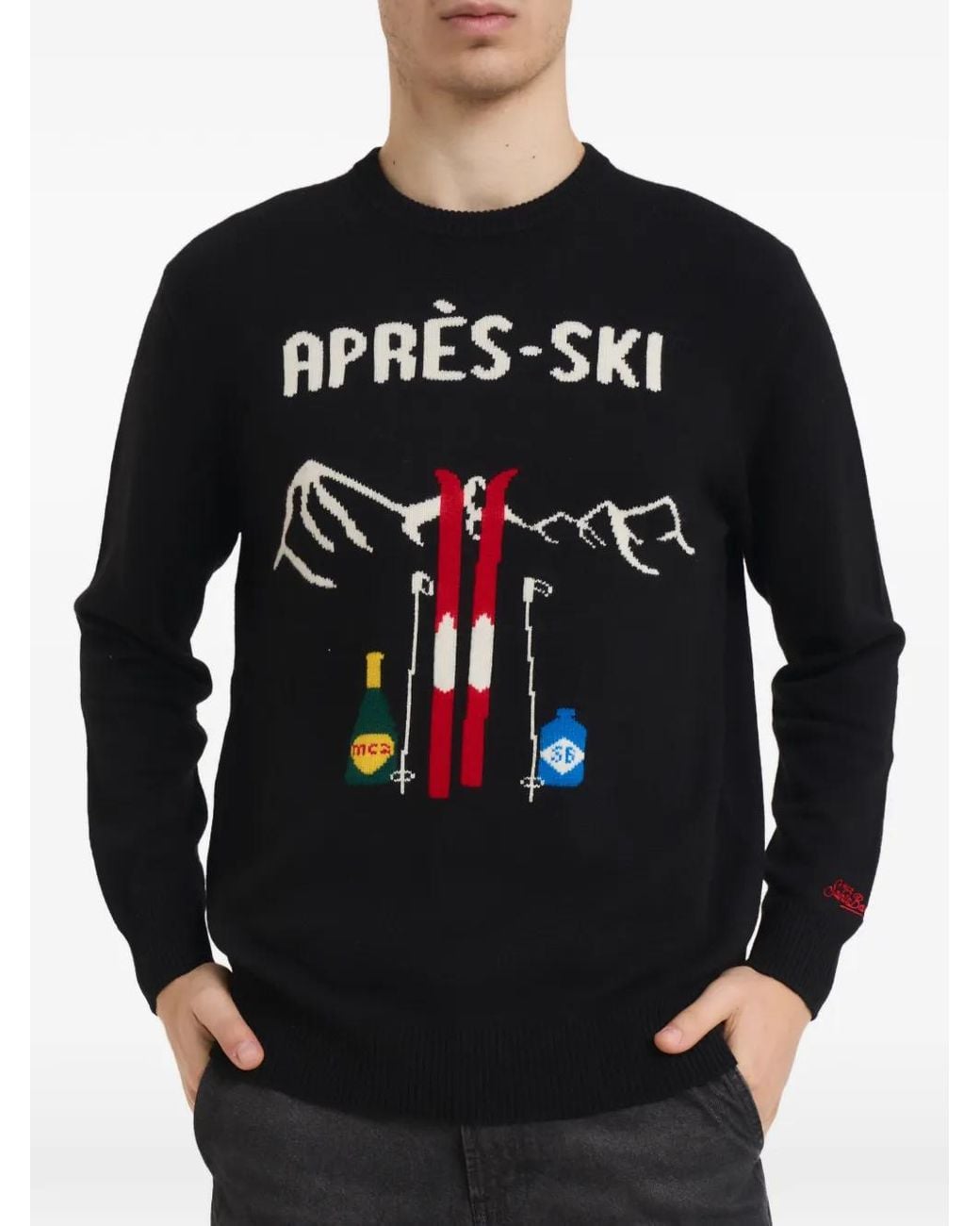 Mc2 Saint Barth Black Heron Après-Ski Graphic Sweater for men