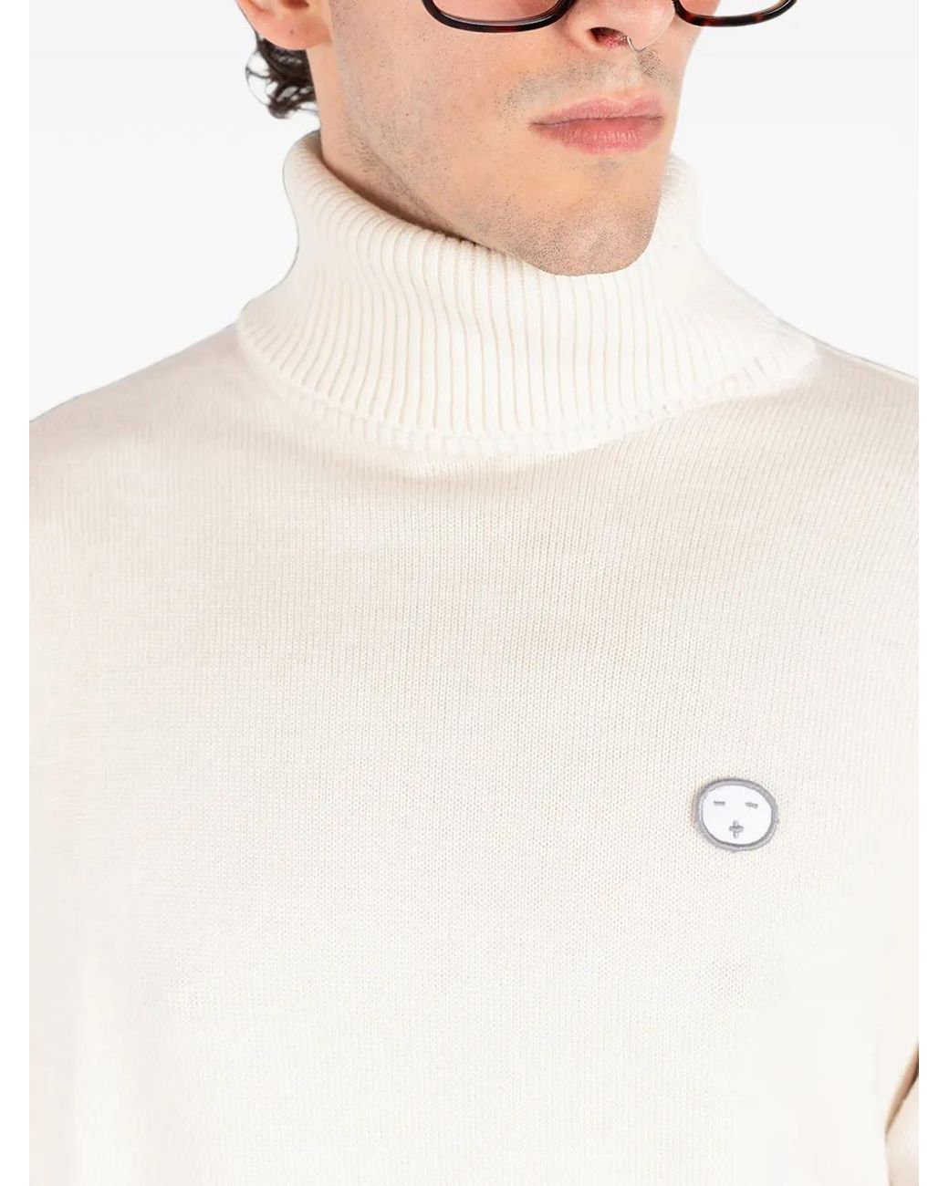 Societe Anonyme White Charles Roll-Neck Logo-Patch Sweater for men