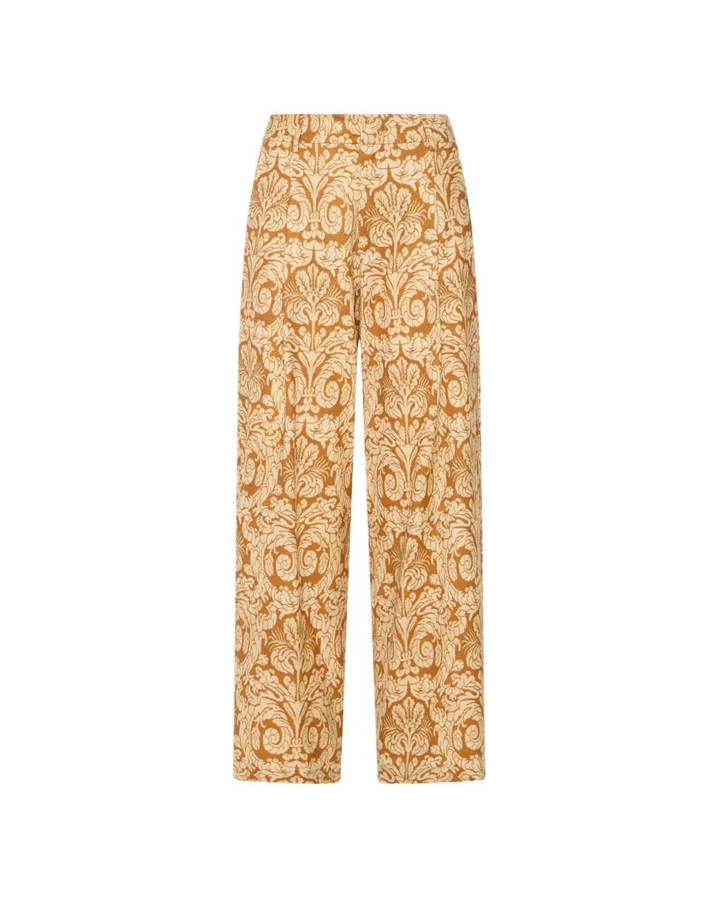 Pierre Louis Mascia Natural Beatex Damask-Pattern Wool Trousers