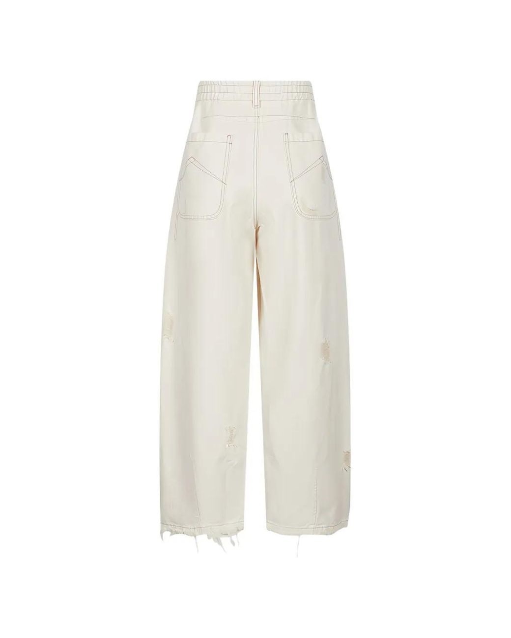 CROQUIS White Distressed Curved-Leg Trousers for men