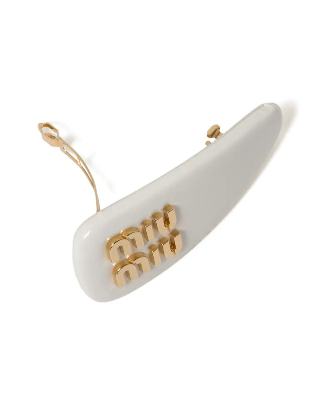 Miu Miu Leather Hair Clip in White | Lyst