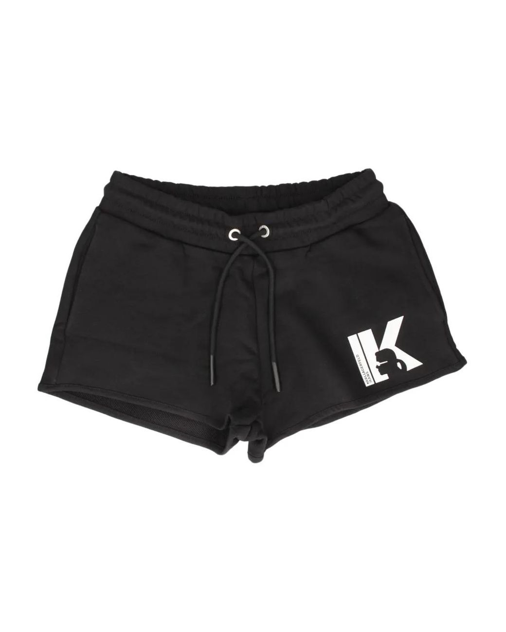 Karl Lagerfeld Black Drawstring-Waist Shorts