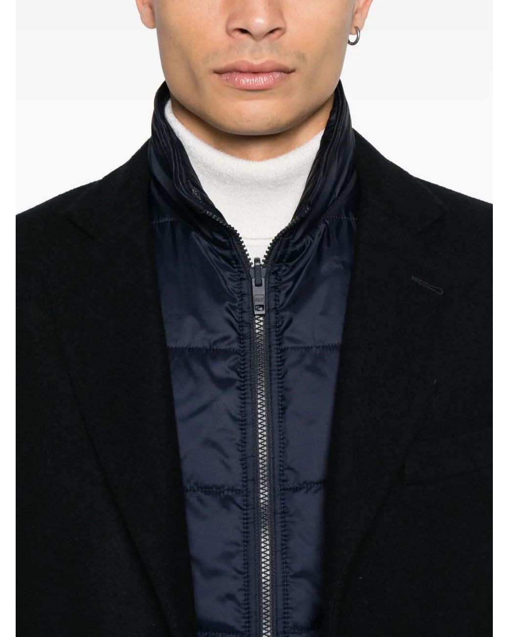 Fay Blue Single-Breasted Layered Coat for men