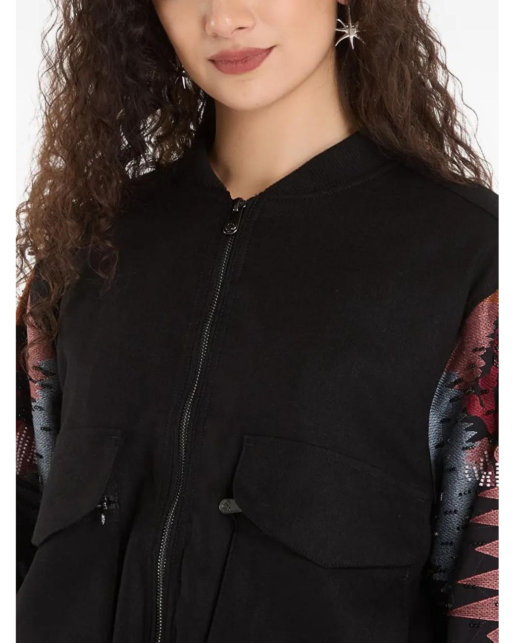 Desigual Black Zip-Fastening Pocket Jacket