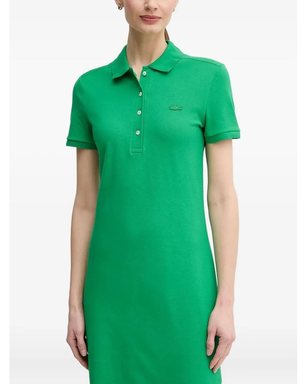 Lacoste Short-Sleeve Polo Mini Dress in Green | Lyst Australia