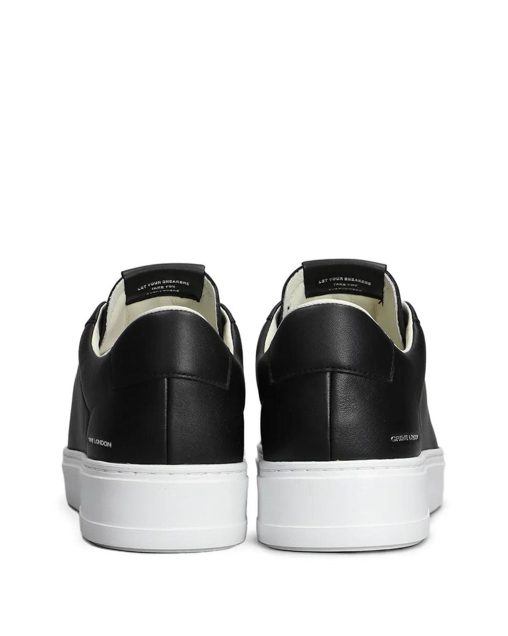 Crime London Black Leather Low-Top Sneakers for men