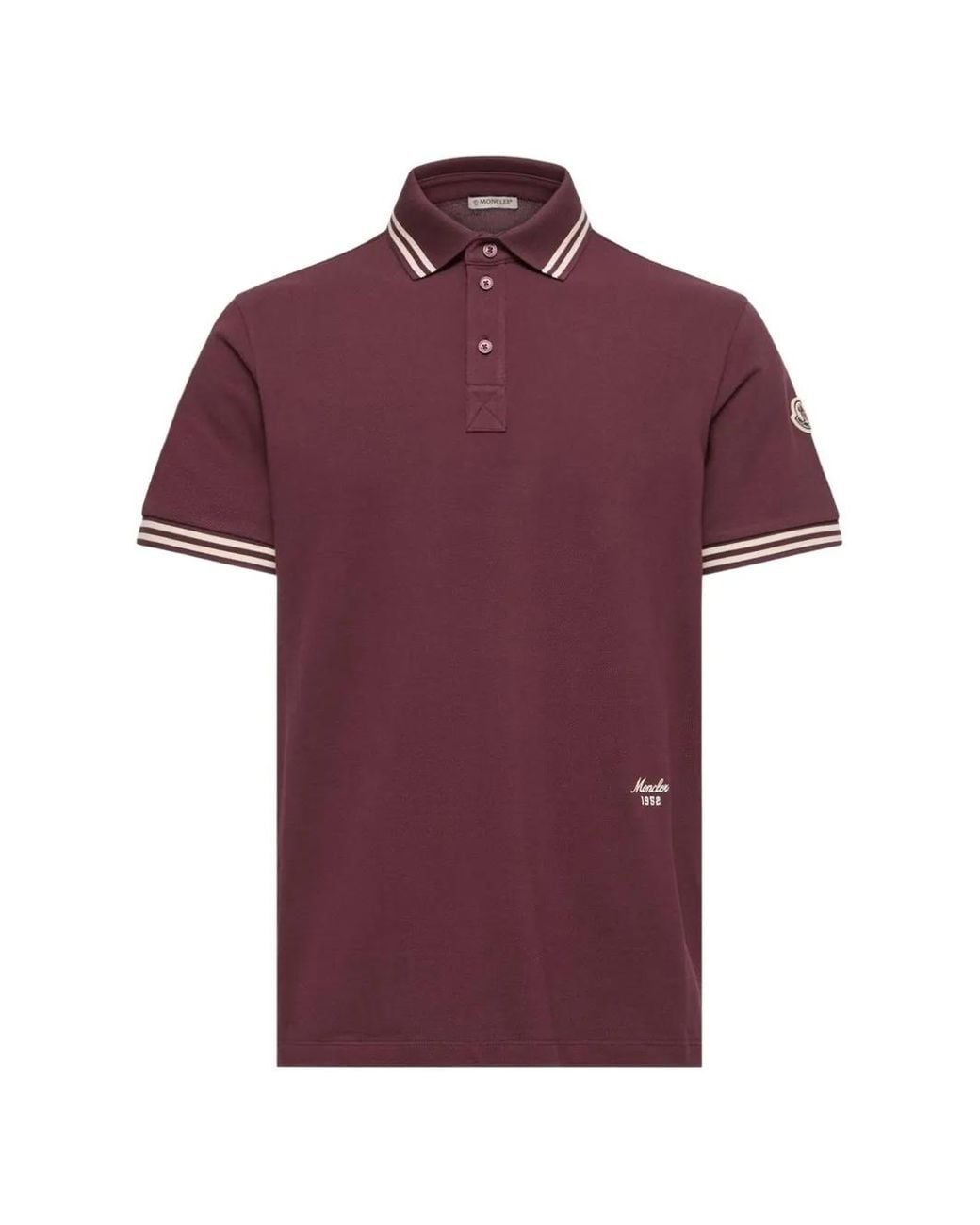 Moncler Red Cotton Ss Polo T-Shirt for men