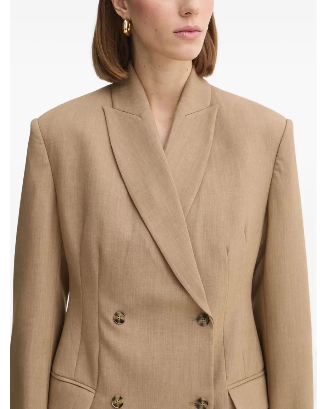 Herskind Natural Double-Breasted Buttoned Blazer