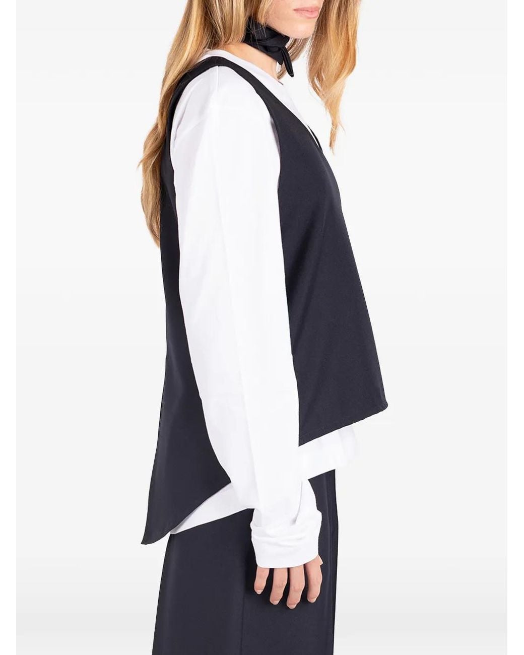 Societe Anonyme Blue Back-Slit Wool Top