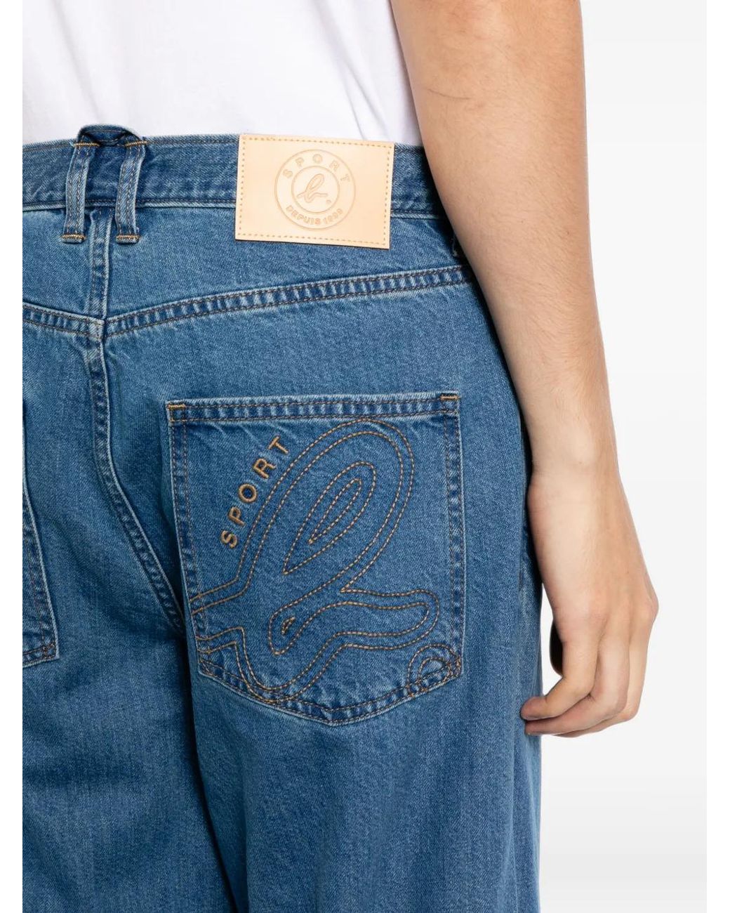 SPORT b. by agnès b. Blue Logo-Embroidered Jeans for men