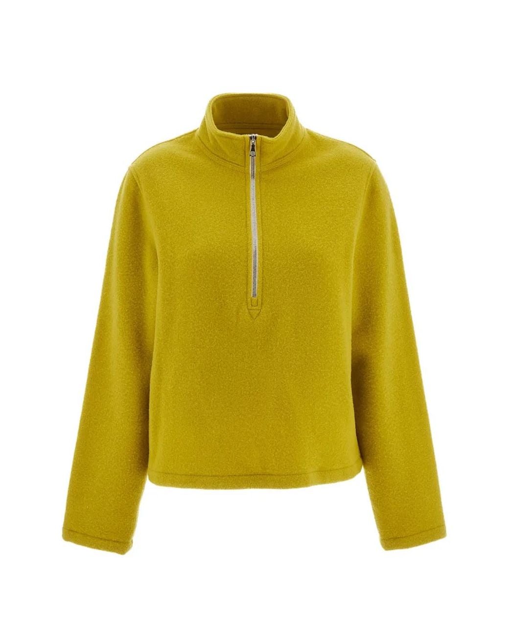 Rier Yellow Fleece Half-Zip Wool Sweater