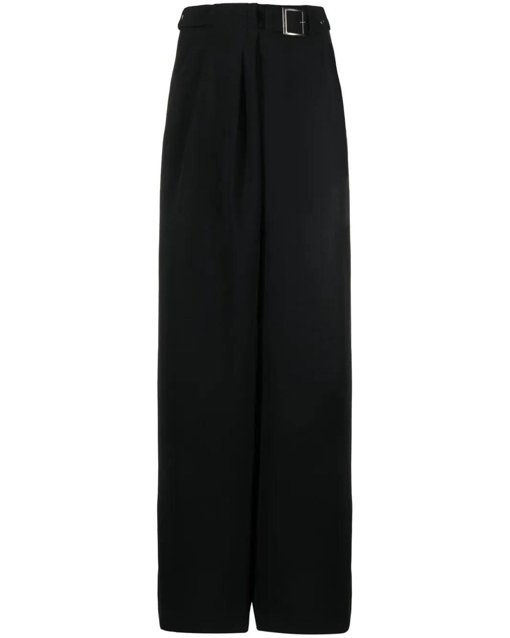 Alberta Ferretti Black Wide-Leg Belted Trousers