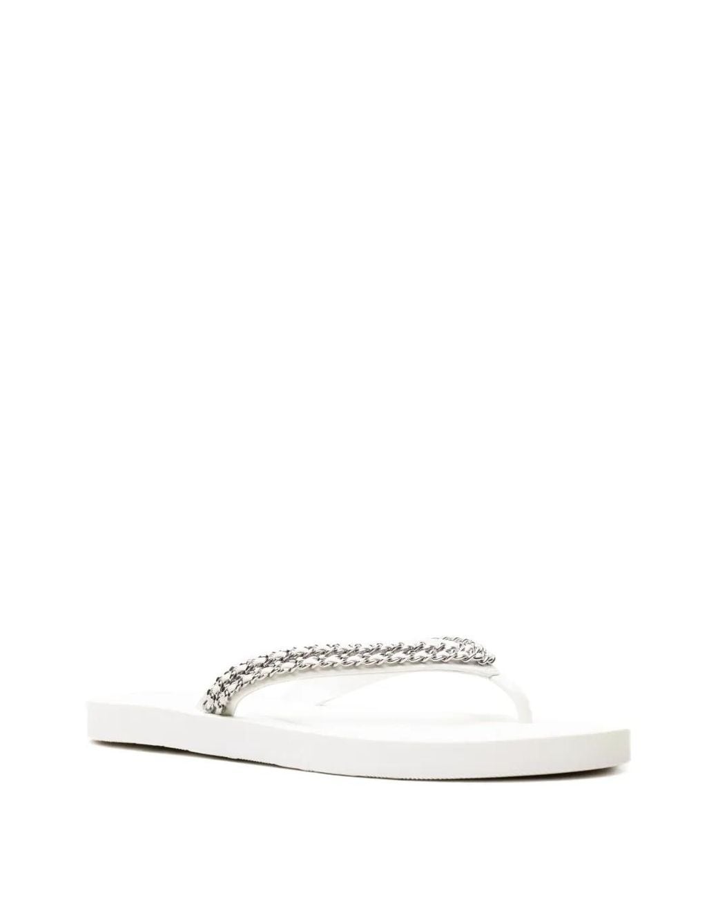 Tory Burch White Tongs Kira À Détail De Chaîne