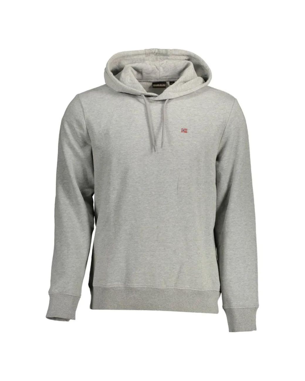Napapijri Gray Logo-Patch Hoodie for men