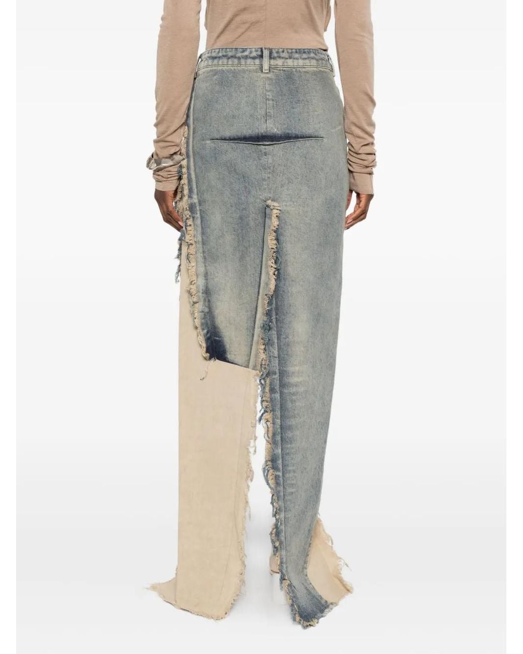 Rick Owens Gray Denim Skirt