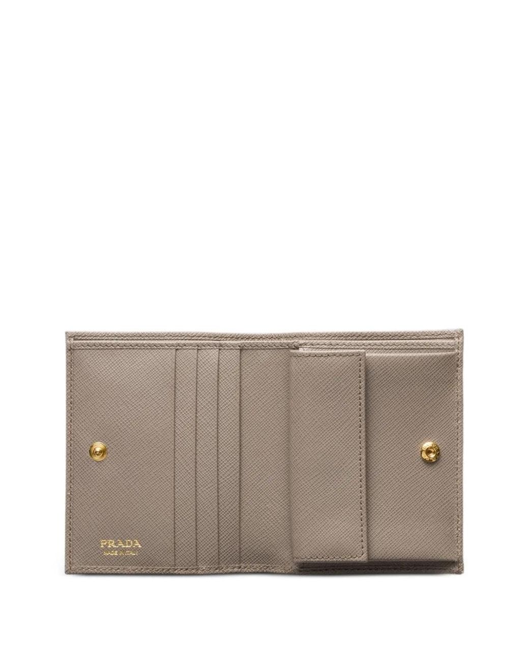 Prada Gray Small Saffiano-Leather Wallet