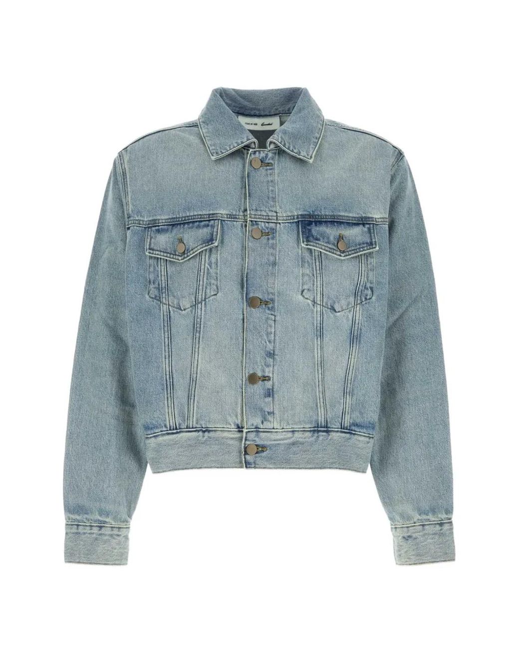 Fear Of God Blue Essentials Logo-Patch Denim Jacket for men