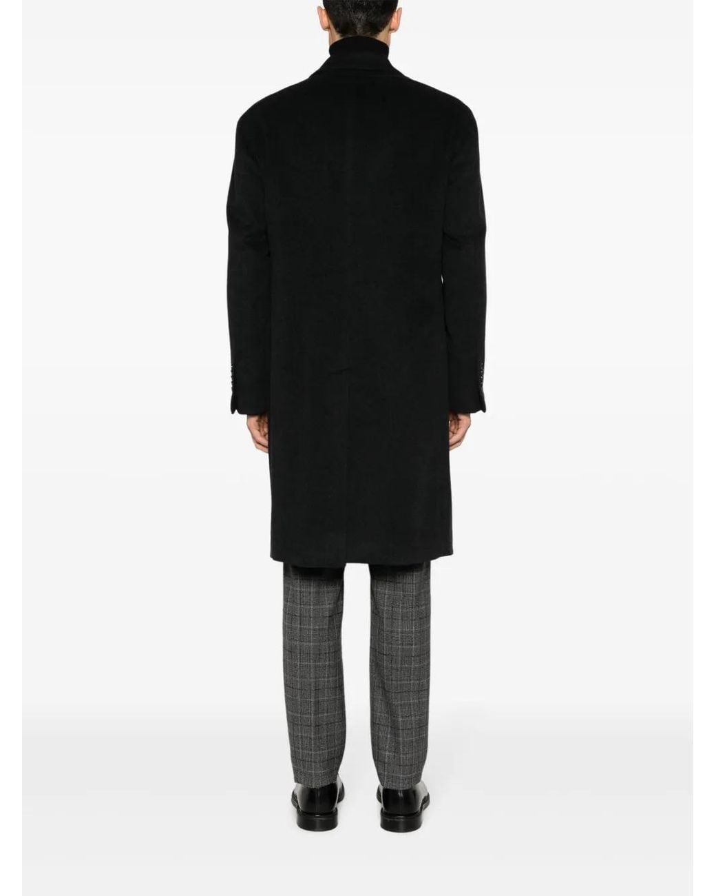 Tagliatore Black Manteau Croisé À Plaque Logo for men