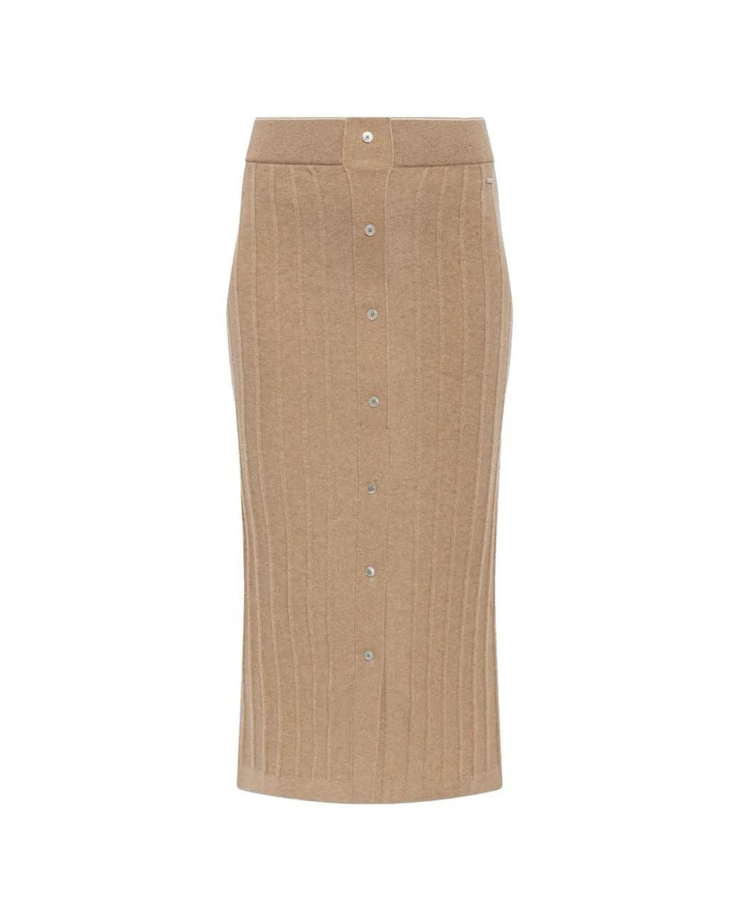 Paul & Shark Natural Ribbed-Knit Button-Down Skirt