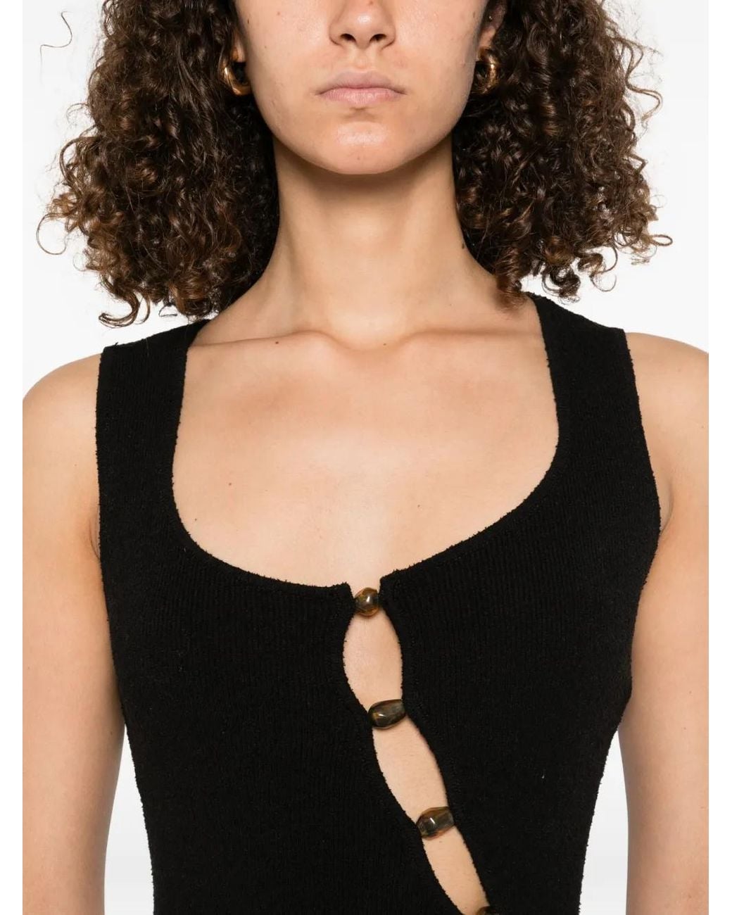 Sir Black Beaded Cut-Out Tank Top