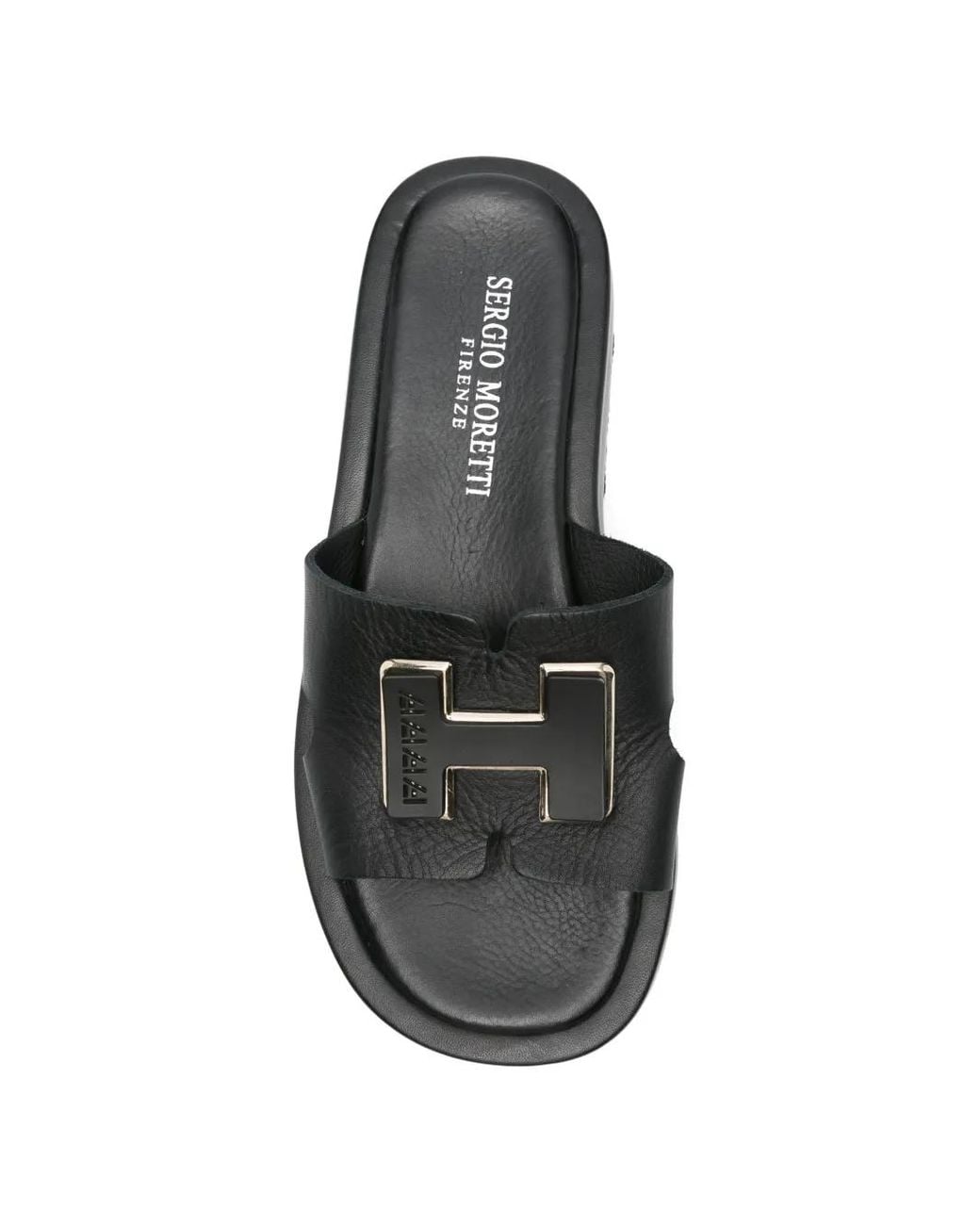 SERGIO MORETTI FIRENZE Black Logo-Plaque Platform Sandals