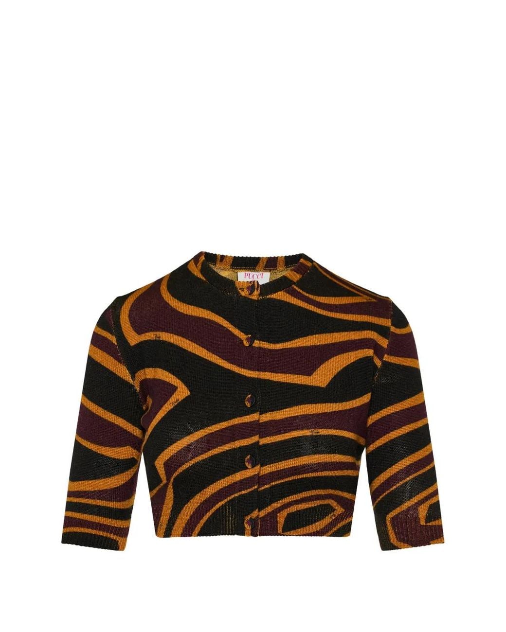 PUCCI Labirinto Abstract-Print Cropped Cardigan in Black | Lyst