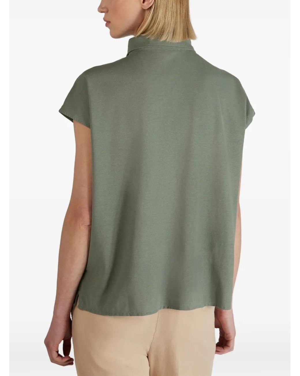 Slowear Green Keyhole Polo Top
