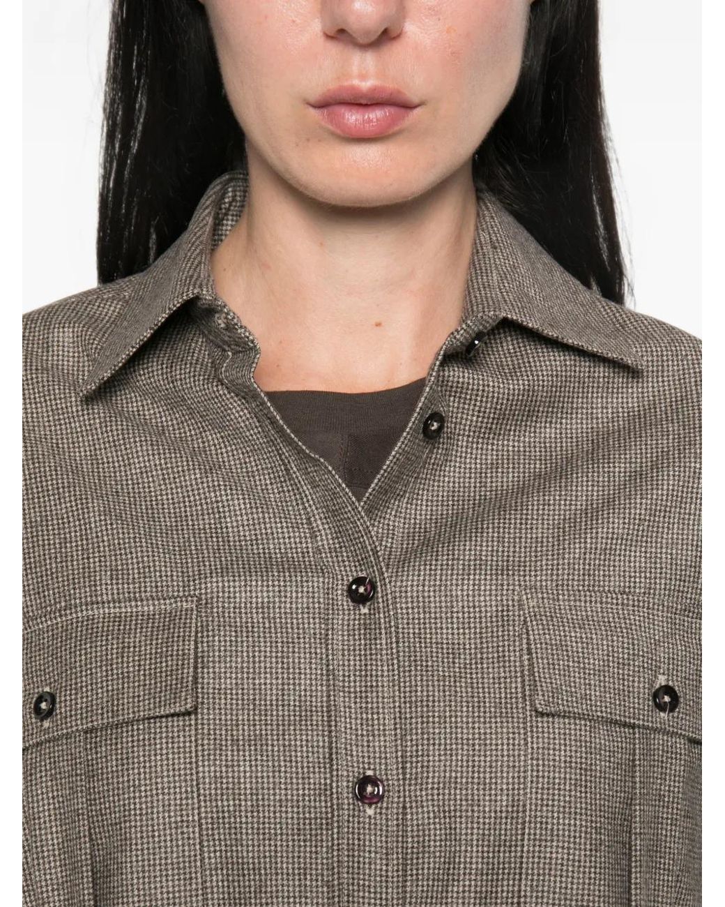 Tagliatore Gray Houndstooth Button-Up Shirt