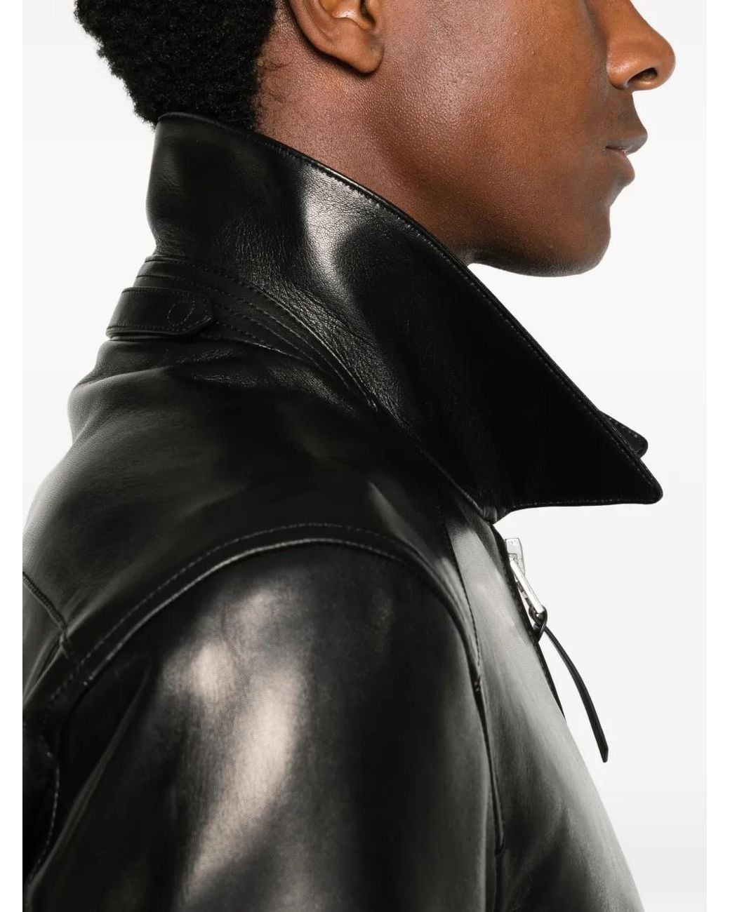 Tom Ford Black Nappa Blouson With Pointed Collar And Full Zip Fastening for men