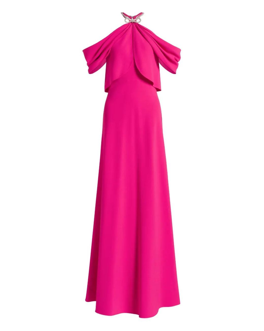 Alberta Ferretti Pink Draped Embellished Maxi Dress