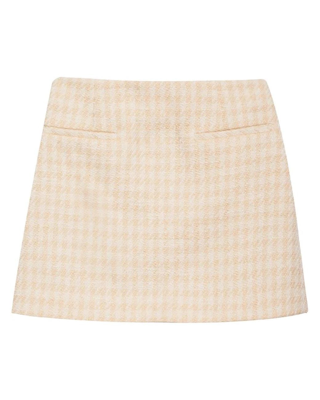 Anine Bing Natural Vanessa Houndstooth Tweed Miniskirt