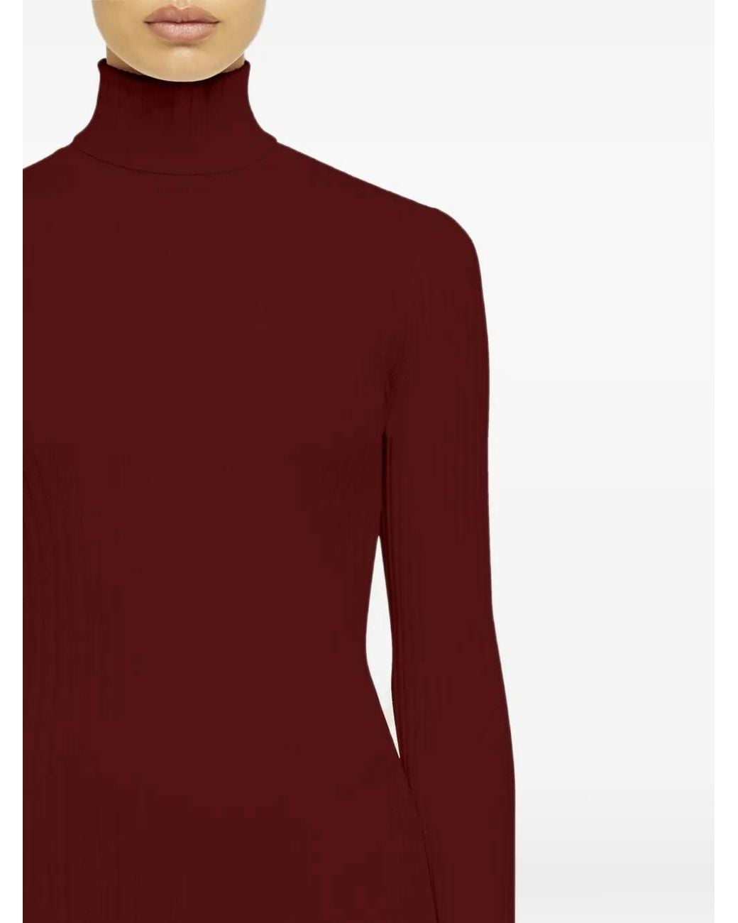 Wolford Red Merino Ribbed-Knit Mini Dress