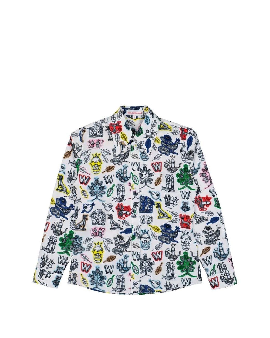 Walter Van Beirendonck Blue Chemise Boutonnée À Imprimé Graphique for men