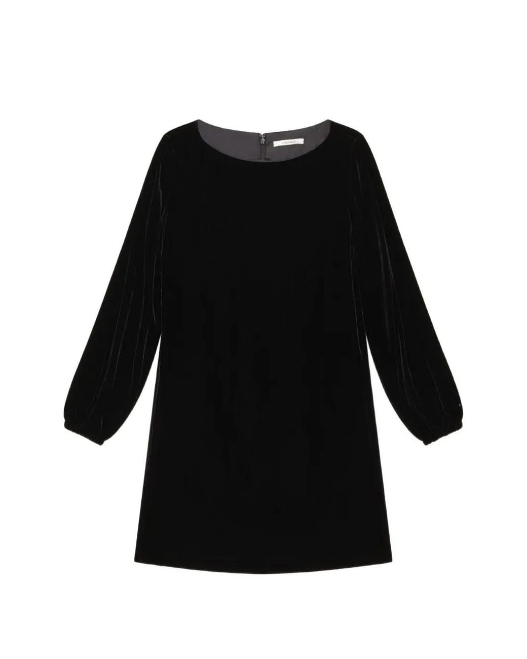 Maliparmi Black Velvet Balloon-Sleeve Mini Dress