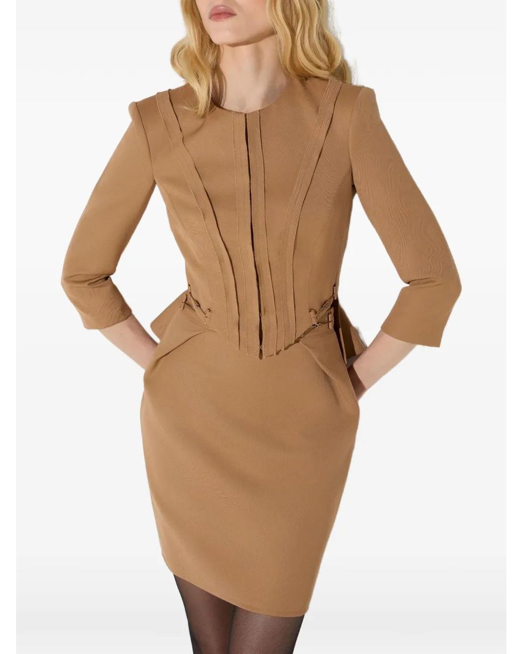 Elisabetta Franchi Natural Veste En Gabardine À Mors